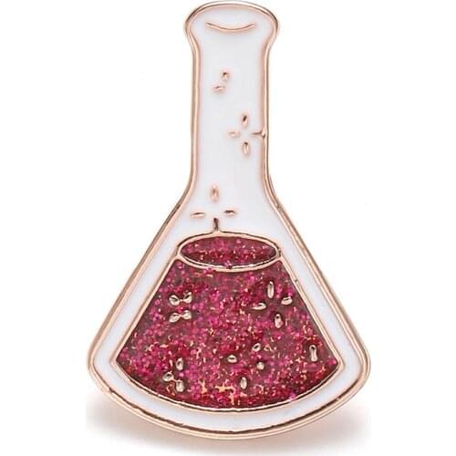 Science Experiment Cup Pins Test Tube Flask Badges Enamel Metal Brooches Medical Jewelry Chemical Lover Gift Wholesale