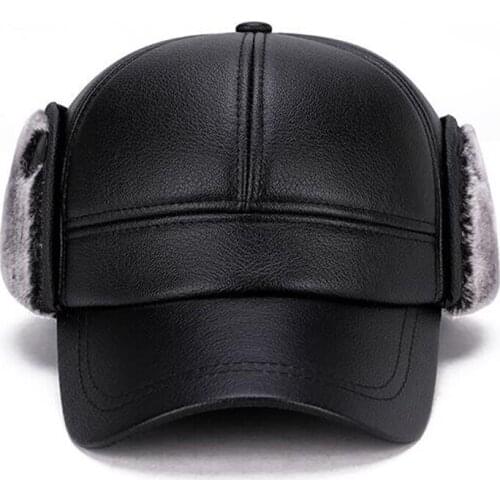 2021 New Winter Baseball Cap For Men Earmuffs Warm Thicker Cap Snapback Ear Protection Dad Hats Old Man Hat Casquette