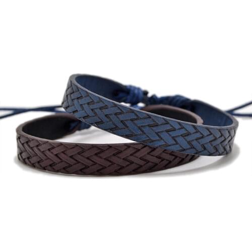 New Arrived Vintage Charm Leather Mens Bracelets Popular Boys Men Women Adjustable Handmade Embossing Bracelets