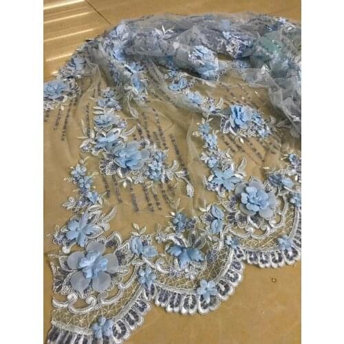 New design SYJ-4917 with 3d flower Embroidery french net lace fabric for wedding dress/evening dress