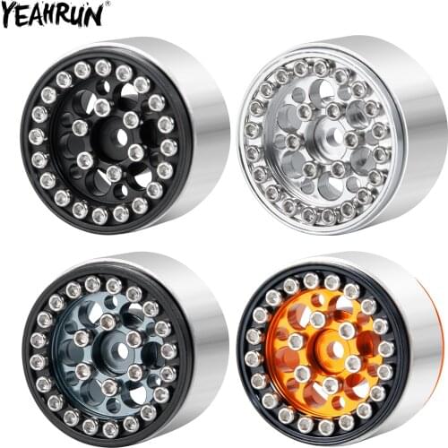 YEAHRUN 4Pcs RC Rock Crawler Metal Aluminum Beadlock Wheel Hub Rim For 1/24 Axial SCX24 90081 Upgrade Parts