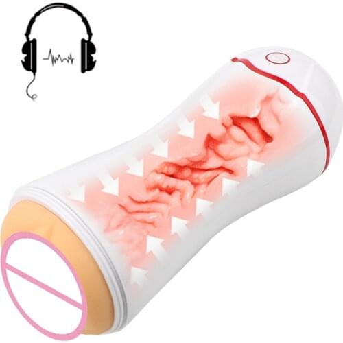 Sucking Vibration Real Vagina Sex Toys for Men Male Masturbator Cup Sex Products Soft Pussy Sex Machine Automatic Voice