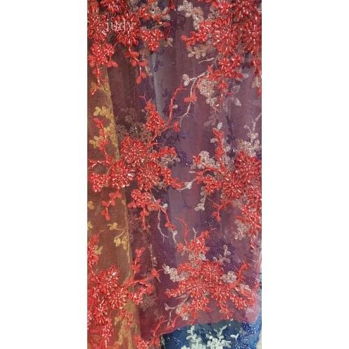 High quality beaded embroidery net cloth African cloth French fabric light luxurious fabric is used for wedding dress dinner