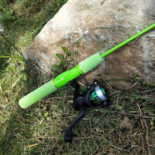 Childrens fishing rod 1.5 m 3 section beginner fishing pole cute rod in include spinning Reel pink green available