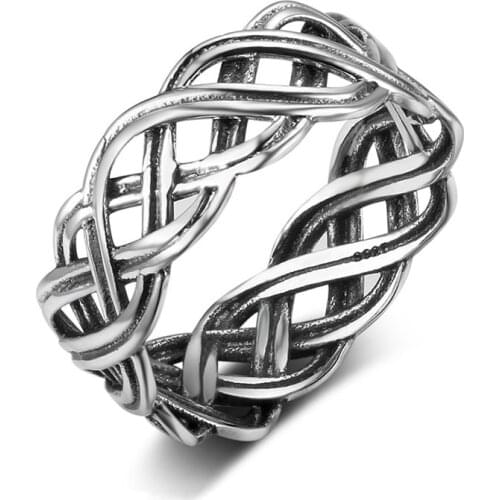 Bohemian Vintage Jewelry Retro Silver Color Infinity Intertwined Cross Celtic Knot Ring Women Engagement Wedding Band Rings