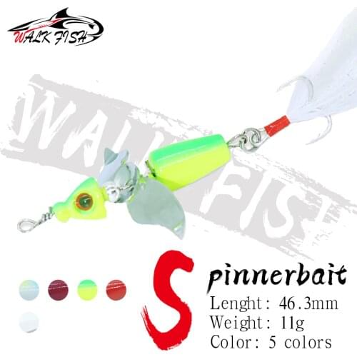 WALK FISH 46MM 11G Fishing Propeller Lure Noisy Spinner Bait 360 Degree Rotation Pure Copper Sequins Artificial Lures Swimbait
