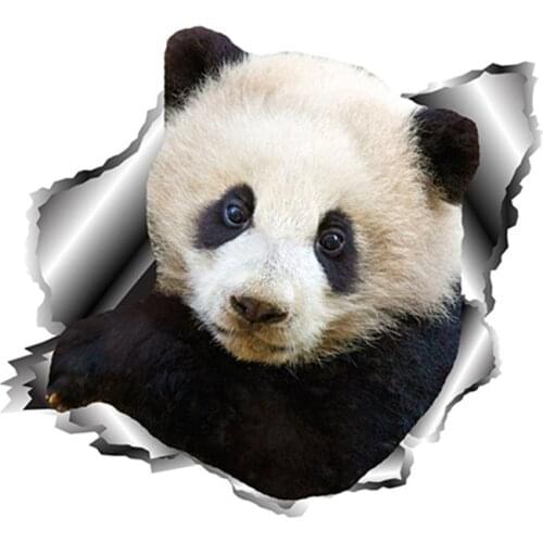 3D Panda Car Sticker Torn Metal Car Window Bumper Decal Reflective Stickers Animal Car Styling Decals 13cm X 11.9cm