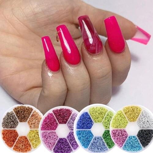 1 Box approx 1100pcs Nail hoops hooks with drill Dangle Nail Charm Art Piercing Nail Jewelry Rings with Nail Piercing