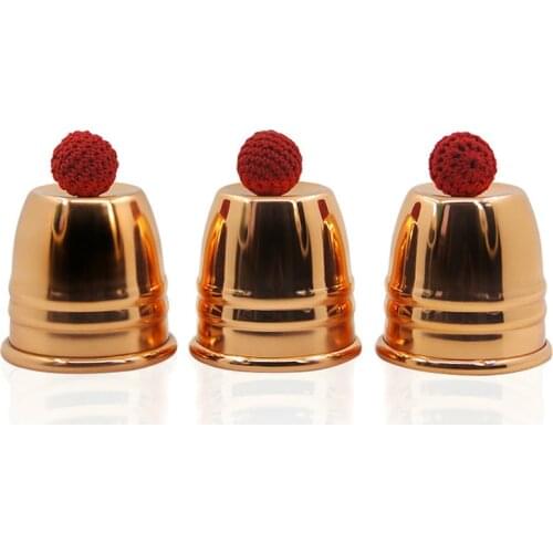 1 Set Super Professional Brass Three Cups And Balls With Chop Cup Magic Tricks Magician Close Up Illusion Gimmick Props