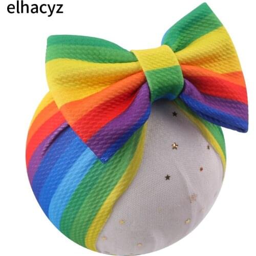 1PC New Chic Summer Rainbow Colors Headband Spring Hair Bows Elastic Hair Bands Colorful Hair Clips for Girls Hair Accessories
