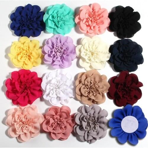 10PCS/lot BIG Size 10CM Chiffon Flowers Hair Ornament DIY Handmade Artificial Fabric For Girls Wedding Clothing Hair Accessories