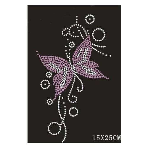 2pc/lot Butterfly iron on transfers designs designs iron on transfer hot fix rhinestone motif for shirt