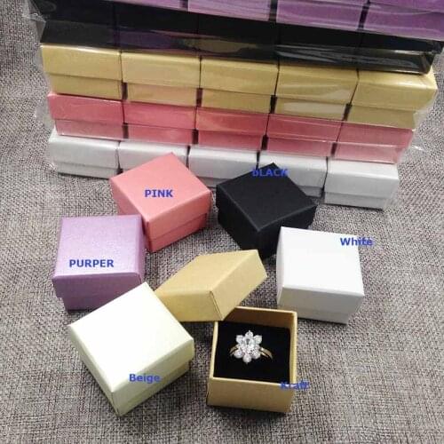 2017 New Kraft Ring Box High Quality Purple Beige Black/White Ring Box Packing Ring Pearl Shinny Of Pink , Beige , White