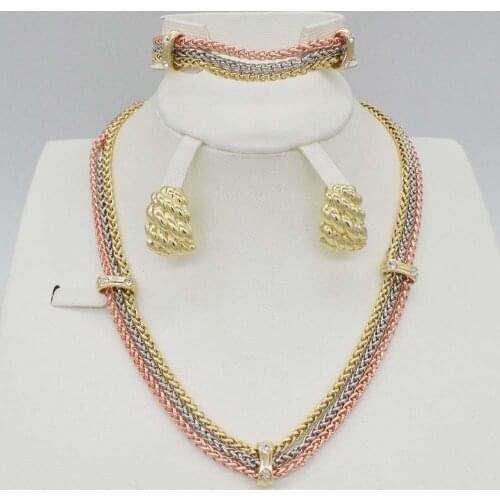 2018 Fashion Bamboo Shape African Beads Jewelry Set Exquisite Flash Dubai Jewelry Set Nigerian Wedding Bridal Bijoux