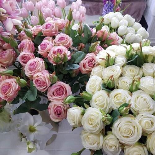 61cm Silk Artificial Flowers High Quality Fake Rose Flower Bride Wedding Garden Living Room Decoration Home Accessories