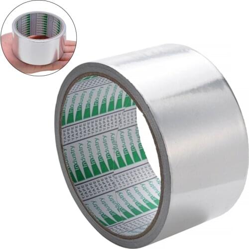 1 Roll Sealing Tape Aluminium Foil Adhesive Tape High Temperature Resistant Heat Resistance Pipe Repair Tool Silver 48mmx10m