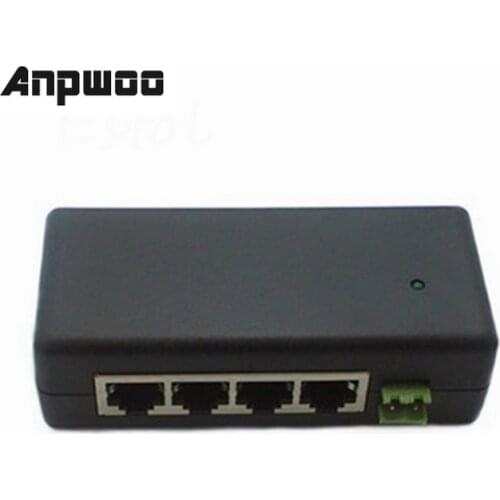 ANPWOO 4 LAN Ports Passive Power Over Ethernet Module Injector DC 9-48V IP Camera Power supply PoE switch adapter PoE box