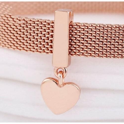 Authentic S925 Silver Rose Reflexions Floating Heart Clip Charm fit Lady Bracelet Bangle For Women DIY Jewelry Making