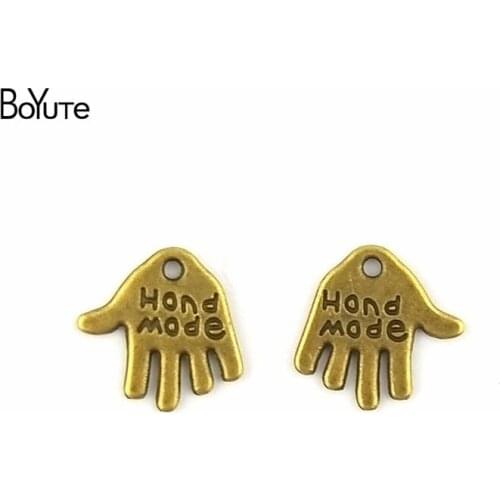 BoYuTe (100 Pieces /lot) 13*11MM Vintage Metal Alphabet Small Letter Hand Made Charms Diy Pendant Charms for Jewelry Making