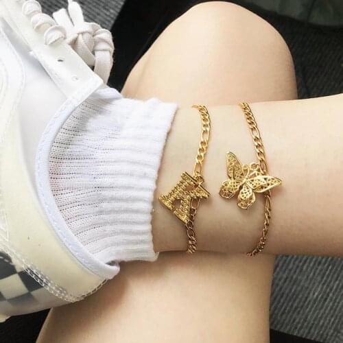 Butterfly anklet bracelet For Women foot butterfly jewelry women bracelet Anklet stainless steel foot butterfly bracelet bff