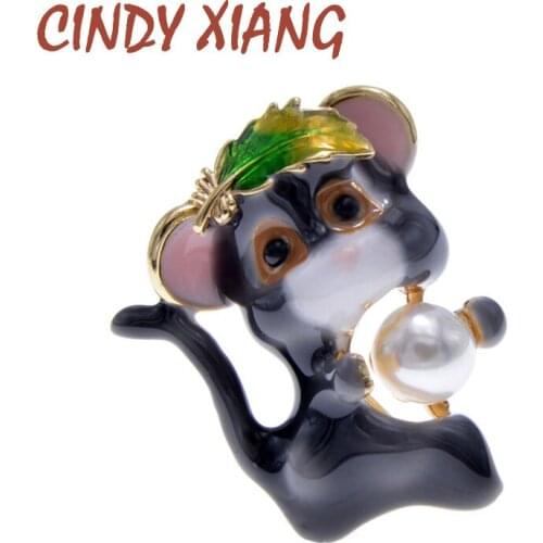 CINDY XIANG 4 Colors Choose Enamel Mouse Brooches For Kids Cute Little Animal Pin Chinese Mouse Year Gift Funny Jewelry Gift