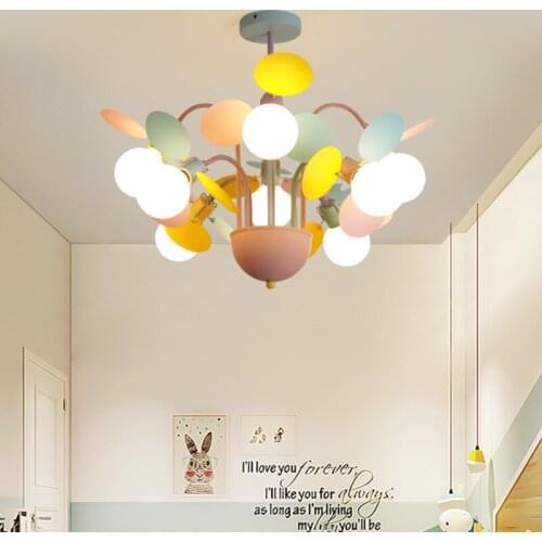 Flower chandelier Romantic Light Fixture Metal girl chandelier for bedroom Child Baby Kindergarten Home deco pink chandelier
