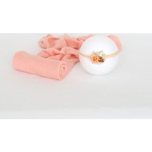 Baby Jersey Knit Wrap Layer Fabric Newborn Stretch Wrap Headband Set Photo Prop Newborn Floral Headband Photography Props