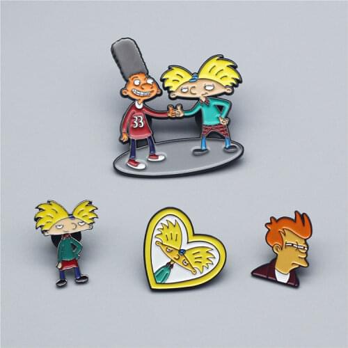 Hey, Arnold Cartoon Brooch Anime Metal Badge Given Friend Backpack Lapel Pin Jewelry Jewelry Jacket Cowboy Backpack Accessories