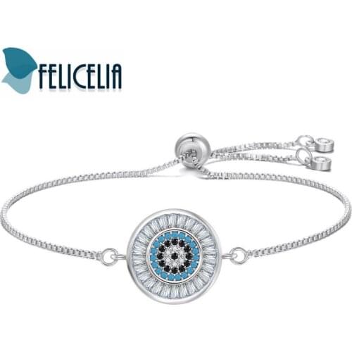 Felicelia Adjustable Cubic Zirconia Bracelet For Women Girls Silver/ Gold/ Rose Gold Color Chain Bracelet Wedding Party Jewelry
