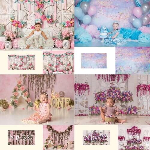 Wood Floral Photography backdrop newborn baby portrait photo shoot 1st birthday party cakes decoration supplies first birthday