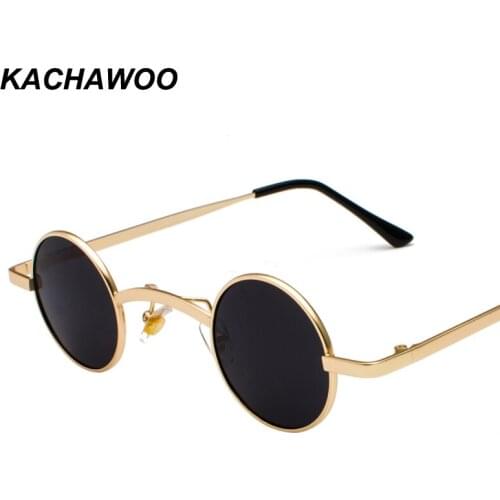 Kachawoo wholesale 6pcs small round sunglasses men metal frame round retro style tiny sun glasses for women accessories summer