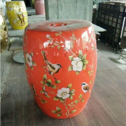 Flower and bird design chinese ceramic bedroom furniture seat stool for home
