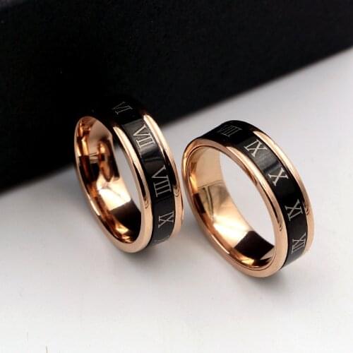 Hot Turn black Roman numeral couple ring pair ring fashion fashion fashion titanium steel index finger ring