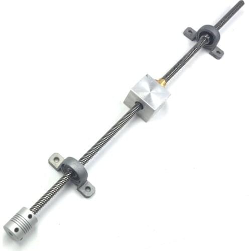 T8 Lead Screw Kit ,500mm Length 8mm Dia Horizontal 2mm Lead Screw Rod & Pillow Block Mounted Bearing for 3D Printer Set of 6