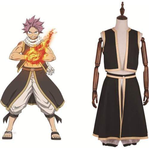 Fairy Tail Etherious Natsu Dragneel Cosplay Costume Adult Mens Fancy Halloween Suit L320
