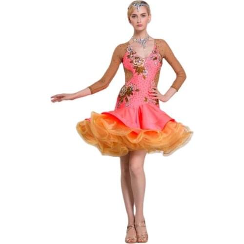 L-16173 Custom latin dance dress, kids latin dance dress for competition