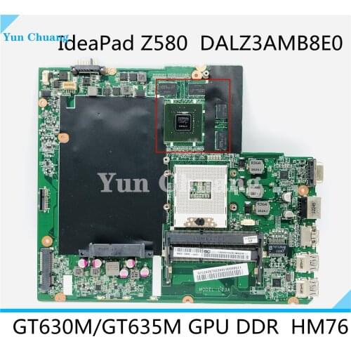 Z580 mainboard For Lenovo Z580 HM76 USB3.0 DALZ3AMB8E0 GT630M/GT635M laptop motherboard USB3.0 Test work 100% original