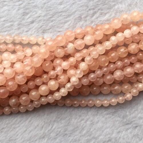 Genuine Natural Orange PinkBeryl Morganite Round Loose Gemstone Beads 4-12mm 15" 06029