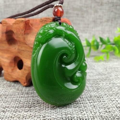 Natural Green Nephrite Ruyi Drop Shipping Pendant Necklace White Lucky Sweater Chain Women men loves Fashion Jades Jewelry