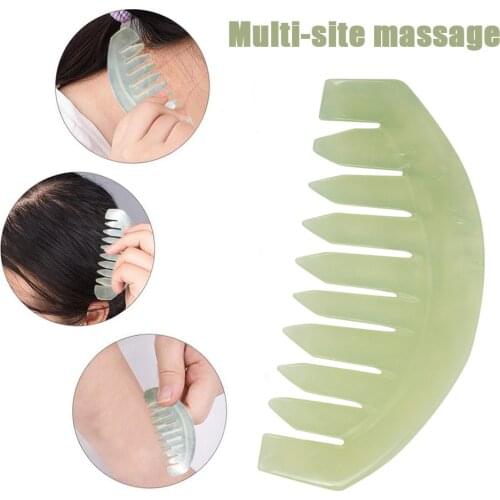 1Pc Chinese Nature Jade Comb Guasha Facial Massage Spa Acupuncture Head Therapy Trigger Point Treatment On Head Beauty Tool