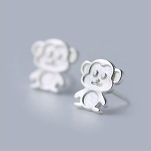 New Fashion Simple Cute Animal 925 Sterling Silver Jewelry Beautiful Monkey Female Popular Gift Stud Earrings SE528