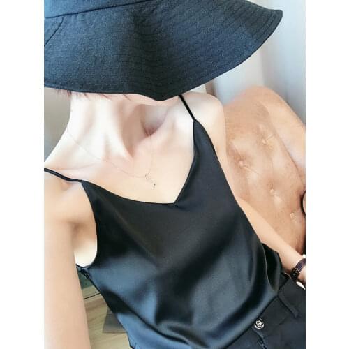 Solid Sleeveless Casual Tops V-Neck Female Vest Women Summer Silk Tank