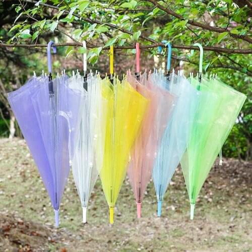 Clear Transparent Rain Umbrella PVC Rain Dome Bubble Rain Sun Shade Long Handle Straight Stick Umbrella LX8117