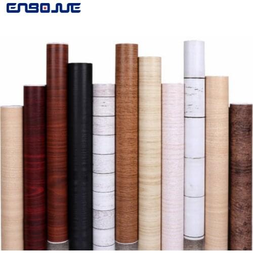 PVC Self Adhesive Waterproof Furniture Refurbished Wood Grain Wallpaper Dormitory Bedroom Wallpaper Wardrobe Table Door Sticker