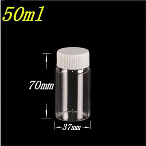 37*70*24mm 50ml Glass Bottles With Plastic Cap Transparent Empty Bottles Jars Cosmetic Containers 12pcs/lot