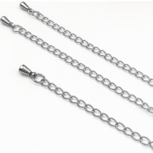 50pcs 7/10cm 316L Stainless Steel Extension End Chain Bracelet Extension Tail Chain Necklace Extender Chains for DIY Jewelry