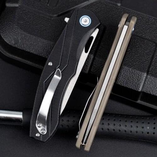 Outdoor knife bearing folding knife D2 steel folding knife field survival fruit knife high hardness self-defense saber