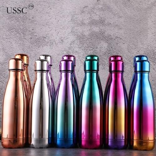 USSC Electroplating Stainless Steel Coke Bottle Gradient Sports Kettle 304 Stainless Steel Gift Vacuum Thermos Cup HZ013