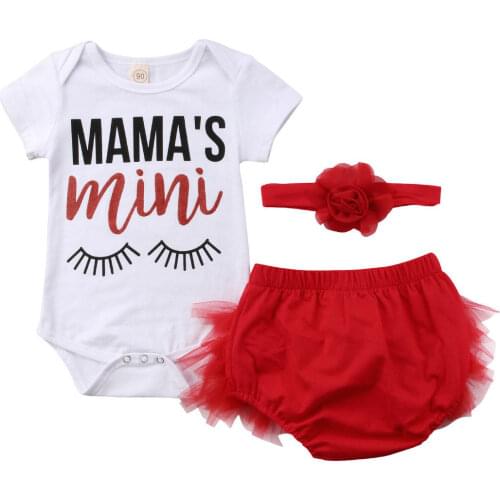 US STOCK 3pcs Newborn Infant Baby Girl Outfits Clothes Romper Pants Set