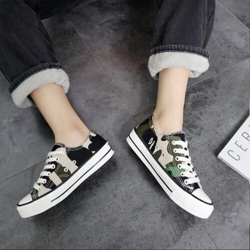 Spring/Autumn Women Casual Shoes Breathable low Top Sneakers Lace Up Canvas Shoes Female Fashion Camouflage Flats Women C2-23